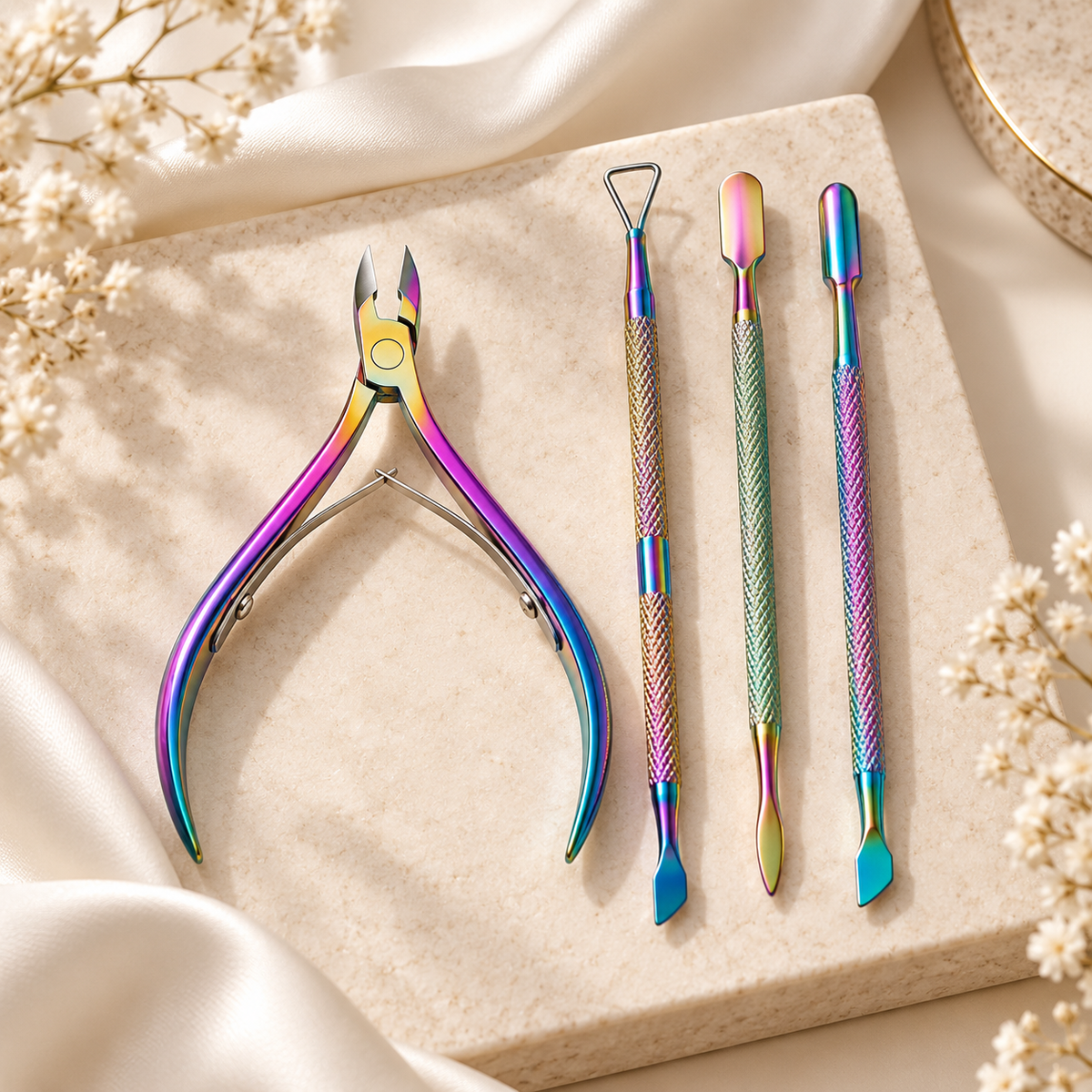 Set Manicure 4 Pezzi in Acciaio – Cura Unghie e Cuticole