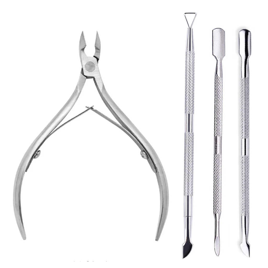 Set Manicure 4 Pezzi in Acciaio – Cura Unghie e Cuticole